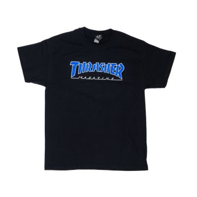 Thrasher Skate Mag Outlined Logo Short Sleeve Tee - Black - Short Sleeve T-Shirt