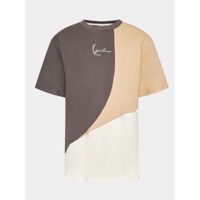 Karl Kani Small Signature Block Tee Anthracite/Off White/Sand - Brown - Short Sleeve T-Shirt