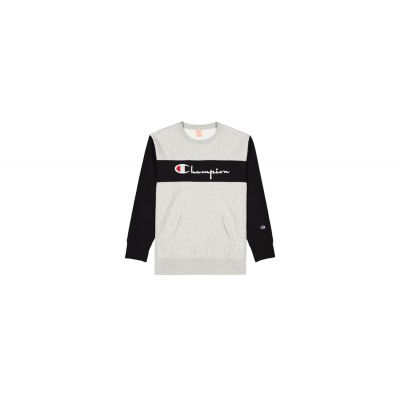 Champion Colour Block Kangaroo Pocket Reverse Weave Sweatshirt - Grey - Hoodie