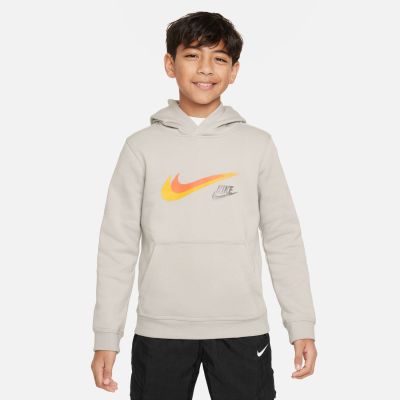 Nike Sportswear Big Kids' Fleece Pullover Graphic Hoodie - Grey - Hoodie