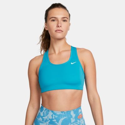 Nike Dri-FIT Swoosh Women's Medium-Support Non-Padded Sports Bra Blue - Blue - Bra