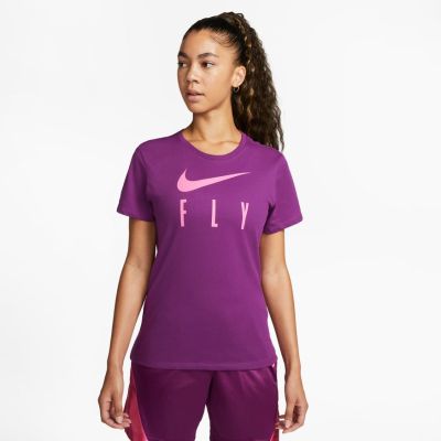 Nike Dri-FIT Swoosh Fly Wmns Short-Sleeve Tee Viotech - Purple - Short Sleeve T-Shirt