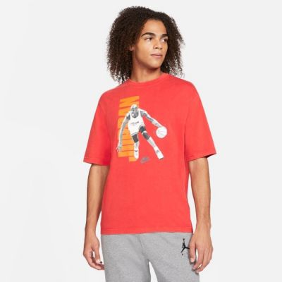 Nike M J Vintage Washed Crossover Tee - Red - Short Sleeve T-Shirt