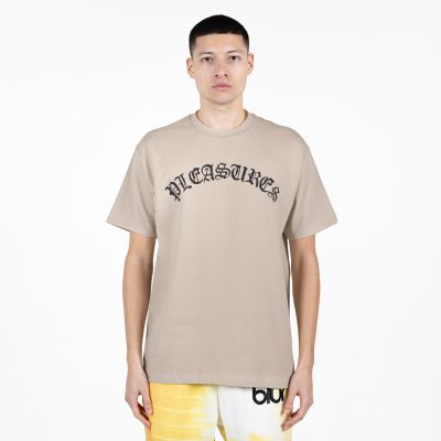 Pleasures Old E Logo Tee Sand - Brown - Short Sleeve T-Shirt