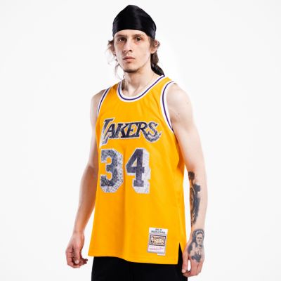 Mitchell & Ness 75th Anniversary Swingman Jersey Shaquille O'Neil Los Angeles Lakers Light Gold - Yellow - Jersey